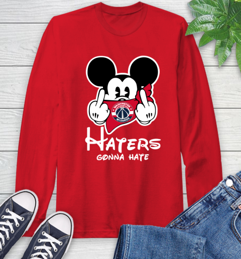 NBA Washington Wizards Haters Gonna Hate Mickey Mouse Disney Basketball T Shirt Long Sleeve T-Shirt - Image 12