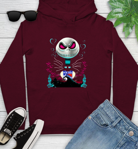 NHL New York Rangers Jack Skellington Sally The Nightmare Before Christmas Hockey Youth Hoodie 7