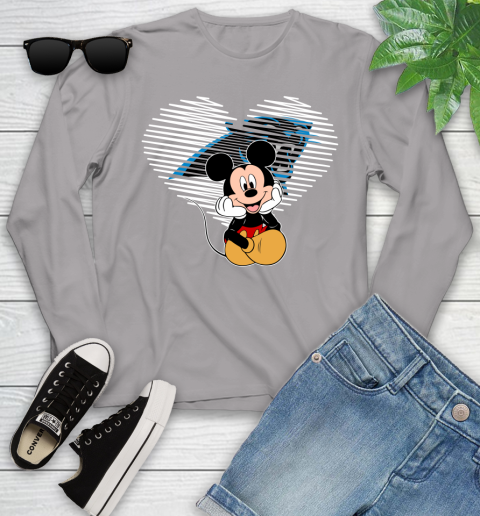 NFL Carolina Panthers The Heart Mickey Mouse Disney Football T Shirt_000 Youth Long Sleeve 5