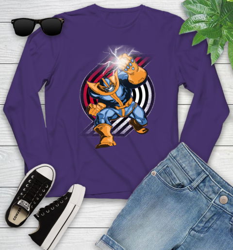 Portland Trail Blazers NBA Basketball Thanos Avengers Infinity War Marvel Youth Long Sleeve 4