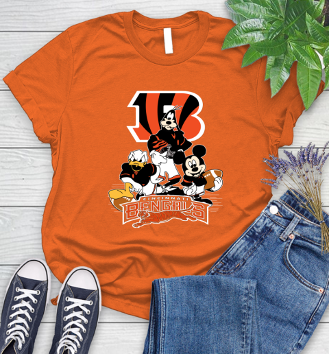 NFL Cincinnati Bengals Mickey Mouse Donald Duck Goofy Football Shirt Women's T-Shirt 3