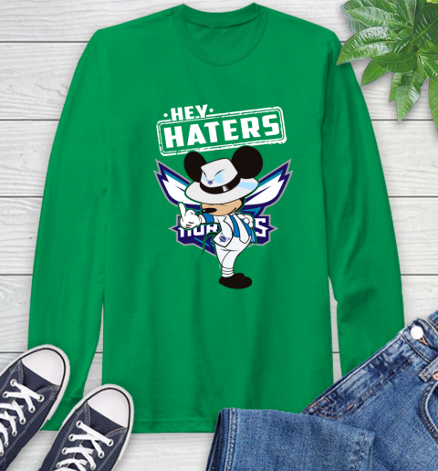 NBA Hey Haters Mickey Basketball Sports Charlotte Hornets Long Sleeve T-Shirt 8