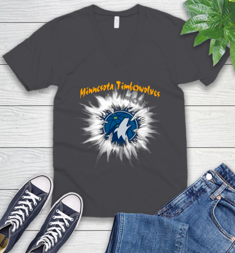 Minnesota Timberwolves NBA Basketball Rip Sports V-Neck T-Shirt 4