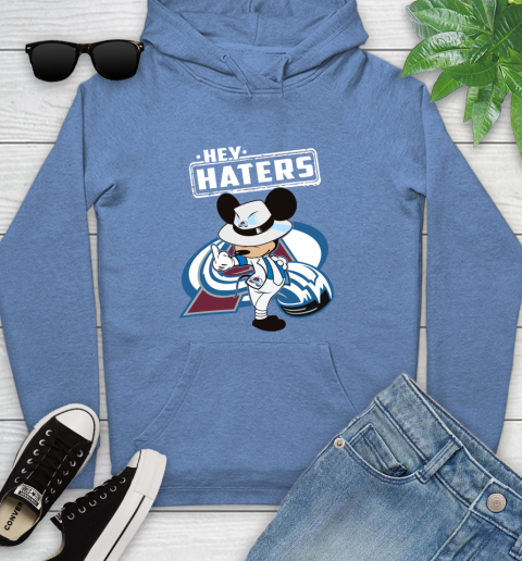 NHL Hey Haters Mickey Hockey Sports Colorado Avalanche Youth Hoodie 13