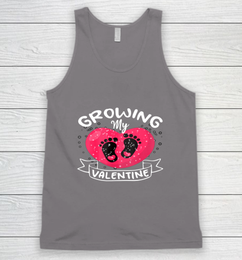 Womens Growing My Valentine Literally Pregnant Shirt Pregnancy Wife Tank  Top