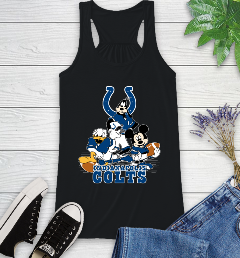 NFL Indianapolis Colts Mickey Mouse Donald Duck Goofy Football Shirt Racerback Tank