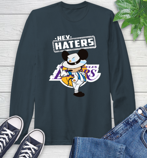 NBA Hey Haters Mickey Basketball Sports Los Angeles Lakers Long Sleeve T-Shirt 9