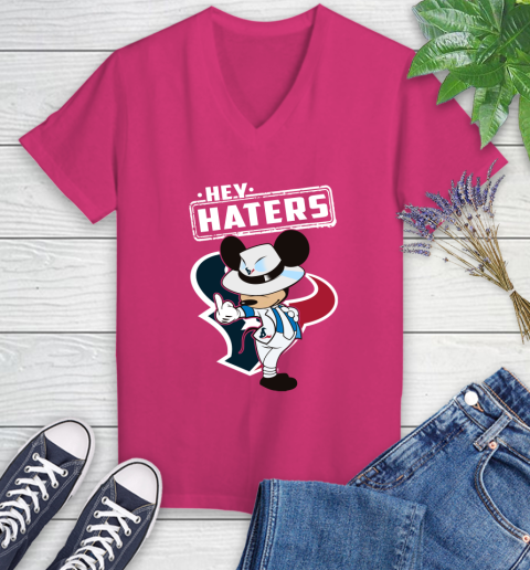 NFL Hey Haters Mickey Football Sports Houston Texans Women's V-Neck T-Shirt 9