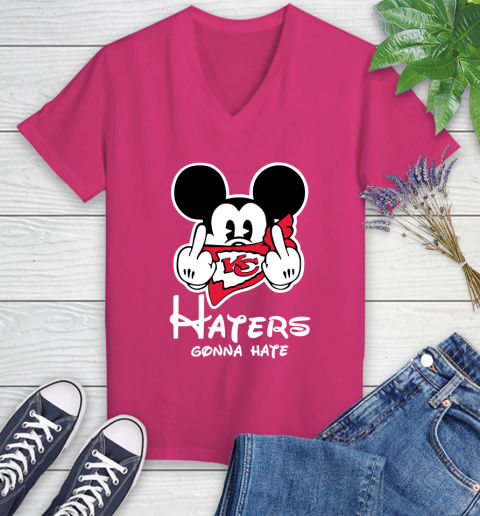 NFL Kansas City Chiefs Haters Gonna Hate Mickey Mouse Disney Football T Shirt_000 Women's V-Neck T-Shirt 9