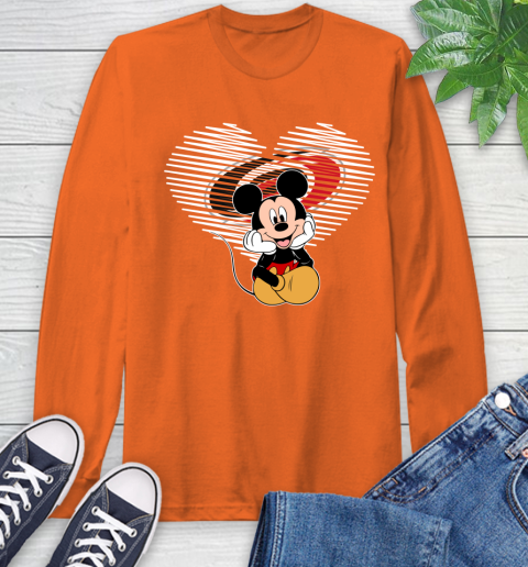 NHL Carolina Hurricanes The Heart Mickey Mouse Disney Hockey Long Sleeve T-Shirt 4