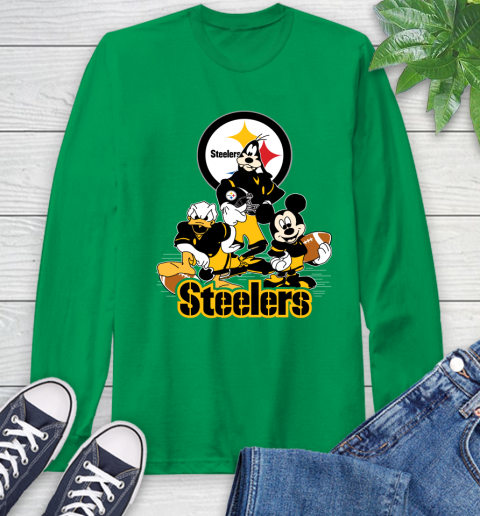 NFL Pittsburgh Steelers Mickey Mouse Donald Duck Goofy Football Shirt Long Sleeve T-Shirt 8