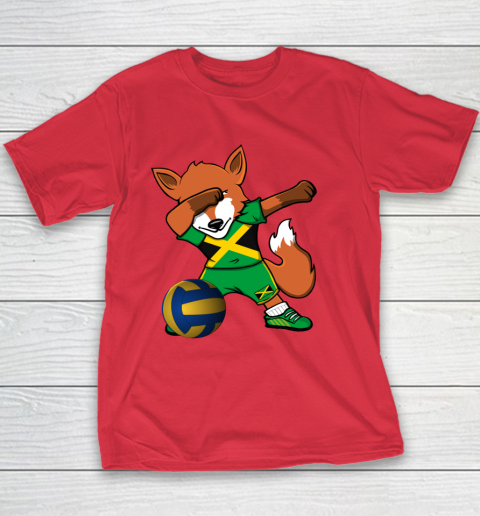 Dabbing Fox Jamaica Volleyball Fans Jersey Jamaican Youth T-Shirt 9