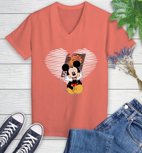 NBA Phoenix Suns The Heart Mickey Mouse Disney Basketball Women's V-Neck T-Shirt 6