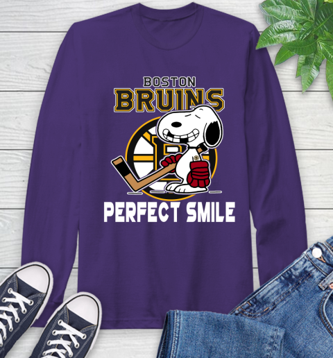 NHL Boston Bruins Snoopy Perfect Smile The Peanuts Movie Hockey T Shirt Long Sleeve T-Shirt 5
