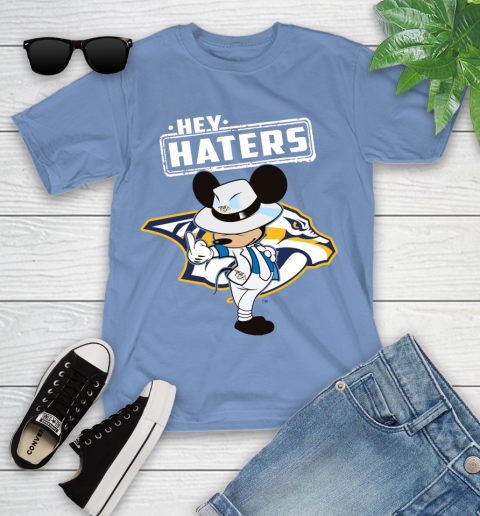 NHL Hey Haters Mickey Hockey Sports Nashville Predators Youth T-Shirt 15