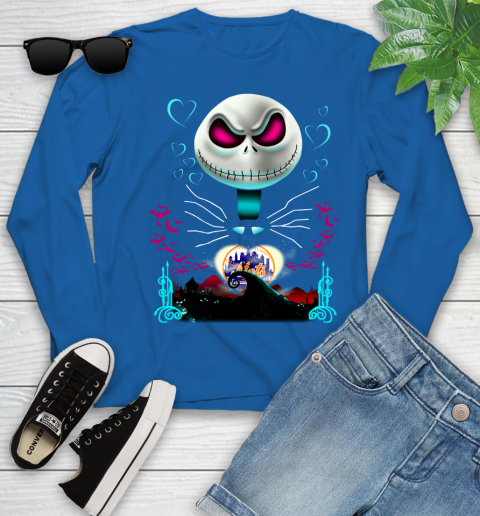 MLB New York Mets Jack Skellington Sally The Nightmare Before Christmas Baseball Youth Long Sleeve 10