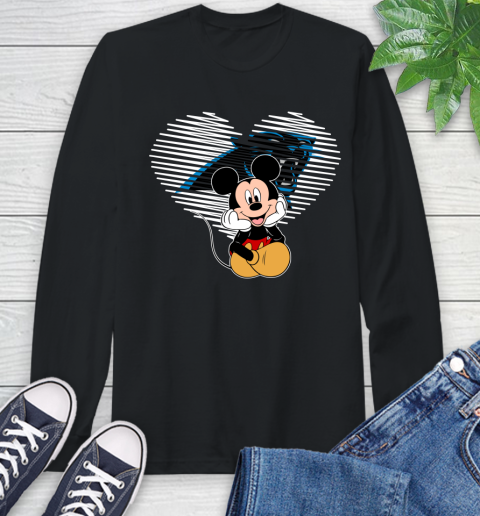 NFL Carolina Panthers The Heart Mickey Mouse Disney Football T Shirt_000 Long Sleeve T-Shirt