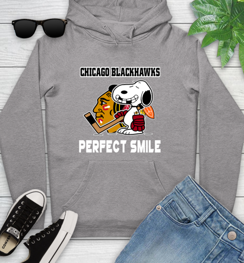 NHL Chicago Blackhawks Snoopy Perfect Smile The Peanuts Movie Hockey T Shirt Youth Hoodie 6