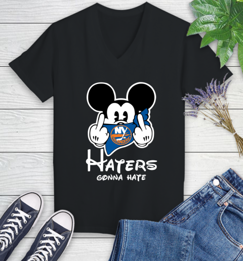 NHL New York Islanders Haters Gonna Hate Mickey Mouse Disney Hockey T Shirt Women's V-Neck T-Shirt