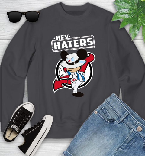NHL Hey Haters Mickey Hockey Sports New Jersey Devils Youth Sweatshirt 5