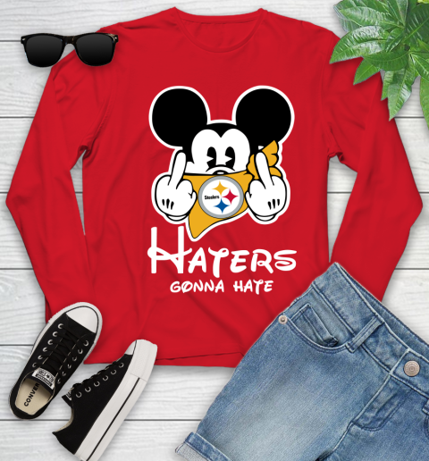 NFL Pittsburgh Steelers Haters Gonna Hate Mickey Mouse Disney Football T Shirt_000 Youth Long Sleeve 11