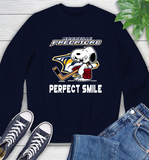 NHL Nashville Predators Snoopy Perfect Smile The Peanuts Movie Hockey T Shirt Sweatshirt 2