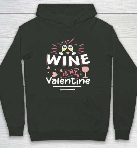 Wine Is My Valentine Valentines Day Funny Pajama Hoodie 16