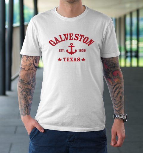 GALVESTON TX Nautical Design W Anchor Details Est 1839 T-Shirt