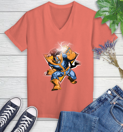 Pittsburgh Penguins NHL Hockey Thanos Avengers Infinity War Marvel Women's V-Neck T-Shirt 6