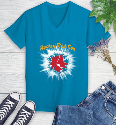 Boston Red Sox MLB Baseball Adoring Fan Rip Sports Women's V-Neck T-Shirt 7