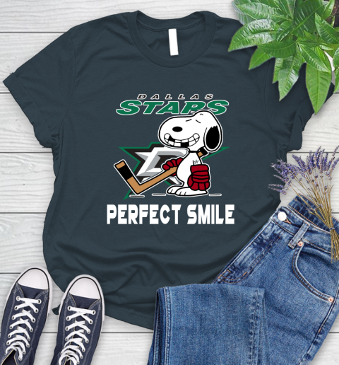 NHL Dallas Stars Snoopy Perfect Smile The Peanuts Movie Hockey T Shirt Women's T-Shirt 11
