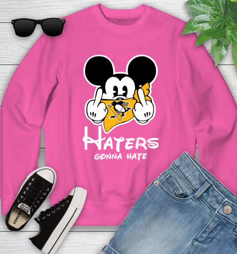 NHL Pittsburgh Penguins Haters Gonna Hate Mickey Mouse Disney Hockey T Shirt Youth Sweatshirt 6