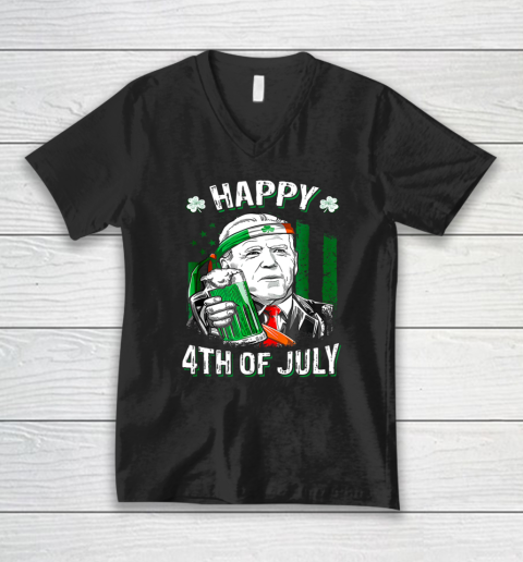 Anti Joe Biden St Patricks Day Shirt Funny Happy 4th Of July America Flag V-Neck T-Shirt