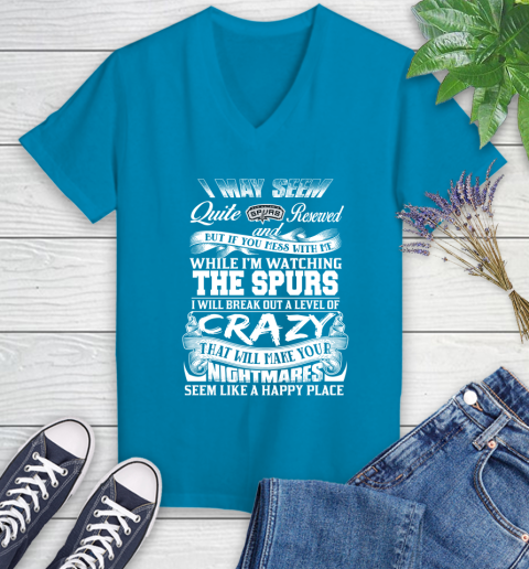 San Antonio Spurs NBA Basketball Don't Mess With Me While I'm Watching My Team Women's V-Neck T-Shirt 7