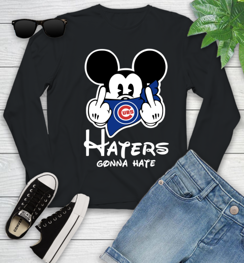 MLB Chicago Cubs Haters Gonna Hate Mickey Mouse Disney Baseball T Shirt_000 Youth Long Sleeve