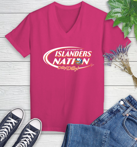 NHL A True Friend Of The New York Islanders Dilly Dilly Hockey Sports Women's V-Neck T-Shirt 9