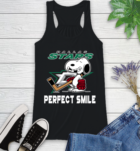 NHL Dallas Stars Snoopy Perfect Smile The Peanuts Movie Hockey T Shirt Racerback Tank