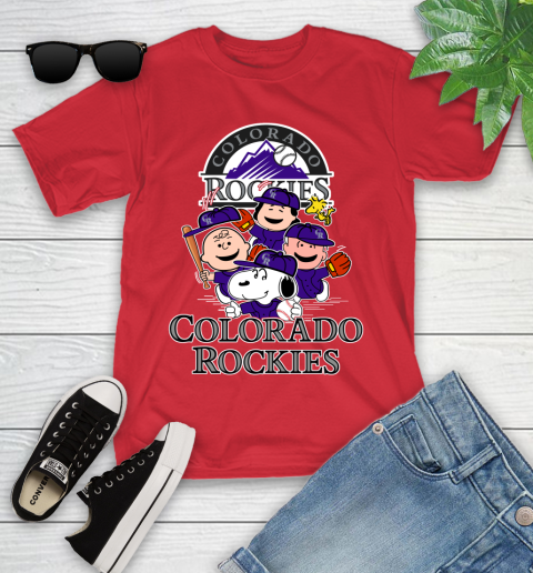 MLB Colorado Rockies Snoopy Charlie Brown Woodstock The Peanuts Movie Baseball T Shirt_000 Youth T-Shirt 13