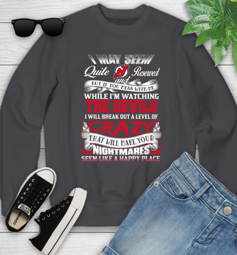 New Jersey Devils NHL Hockey Don't Mess With Me While I'm Watching My Team Youth Sweatshirt 5