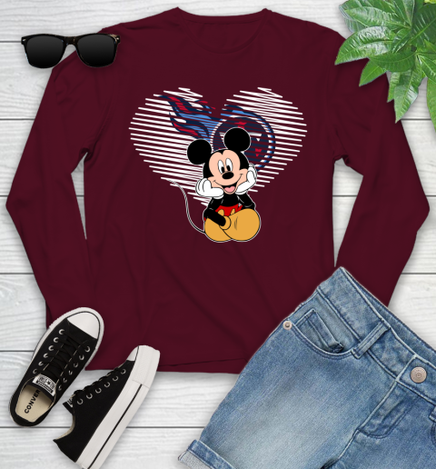 NFL Tennessee Titans The Heart Mickey Mouse Disney Football T Shirt_000 Youth Long Sleeve 6