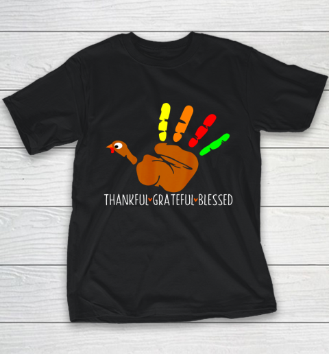 Thanksgiving Shirt Turkey Hand Print Funny Thanksgiving Day Youth T-Shirt