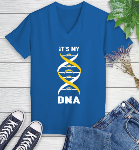 Los Angeles Chargers NFL Football It's My DNA Sports Women's V-Neck T-Shirt 10