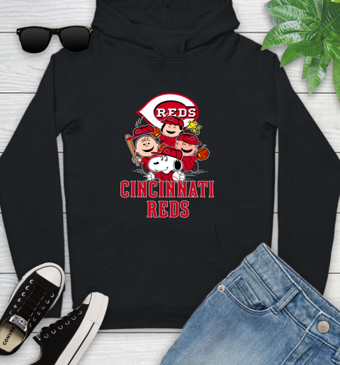 MLB Cincinnati Reds Snoopy Charlie Brown Woodstock The Peanuts Movie Baseball T Shirt_000 Youth Hoodie