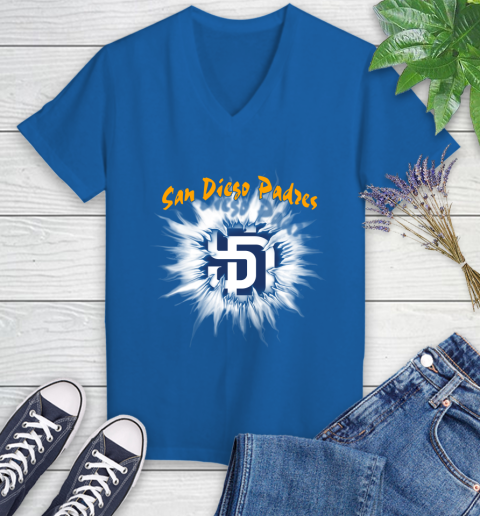 San Diego Padres MLB Baseball Adoring Fan Rip Sports Women's V-Neck T-Shirt 10