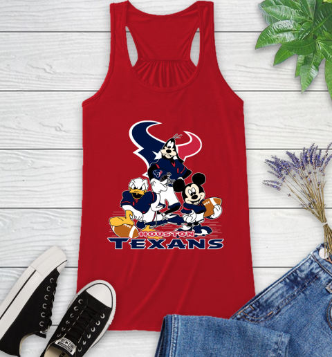 NFL Houston Texans Mickey Mouse Donald Duck Goofy Football Shirt Racerback Tank 5