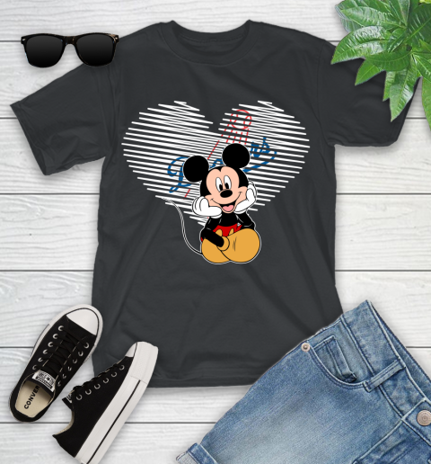 MLB Los Angeles Dodgers The Heart Mickey Mouse Disney Baseball T Shirt_000 Youth T-Shirt