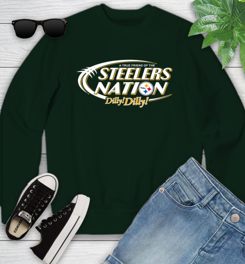 NFL A True Friend Of The Pittsburgh Steelers Dilly Dilly Football Sports Youth Sweatshirt 9