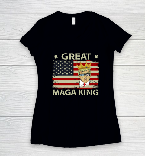 The Great Maga King Funny Donald Trump Maga King Women's V-Neck T-Shirt