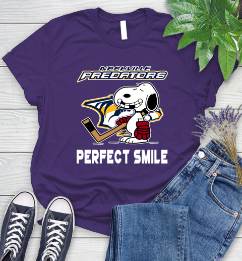 NHL Nashville Predators Snoopy Perfect Smile The Peanuts Movie Hockey T Shirt Women's T-Shirt 4