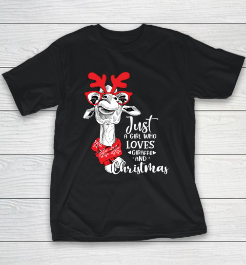 Just A Girl Who Loves Giraffe Christmas Giraffe Lover Xmas Youth T-Shirt